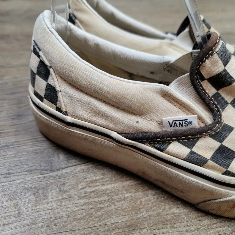 Vans Off The Wall Sneakers Skate Shoes Checkered Black White Slip On Casual 6.5 - Picture 3 of 9